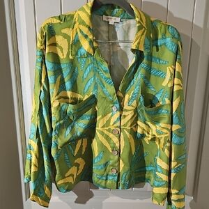 Haute Hippie Green and Blue Leaf Blouse.
